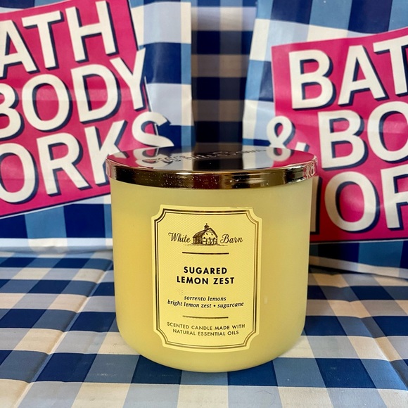 Bath & Body Works Accents Sugared Lemon Zest 3 Wick Candle White